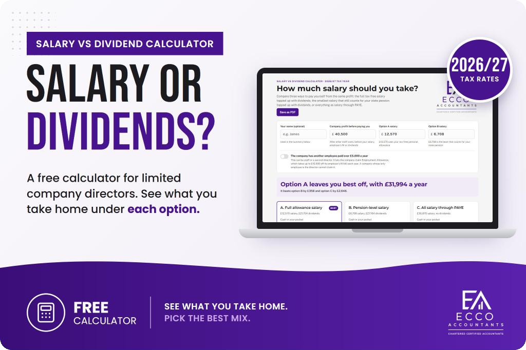 Free salary vs dividend calculator for limited company directors